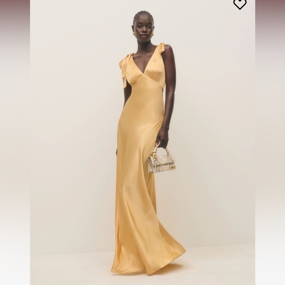 BRAND NWT Reformation Pernille Silk Dress in White Peach